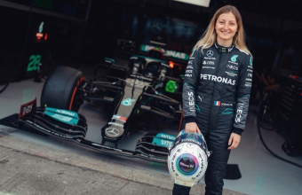 Doriane Pin Mercedes W12 F1 test Silverstone April 2026 first woman Mercedes F1 Academy champion France