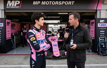 Gabriele Minì MP Motorsport Formula 2 car on track 2026