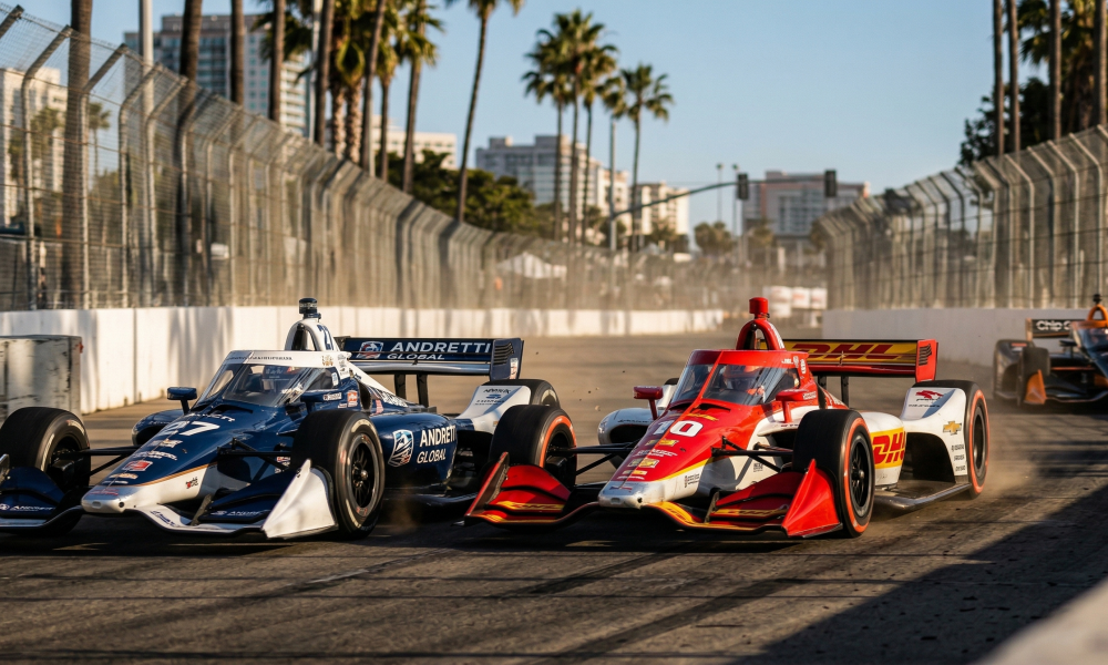 IndyCar 2026 Long Beach Kirkwood Palou championship battle street circuit