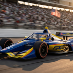 Kyffin Simpson Chip Ganassi Racing IndyCar number 8 Sunoco at full speed