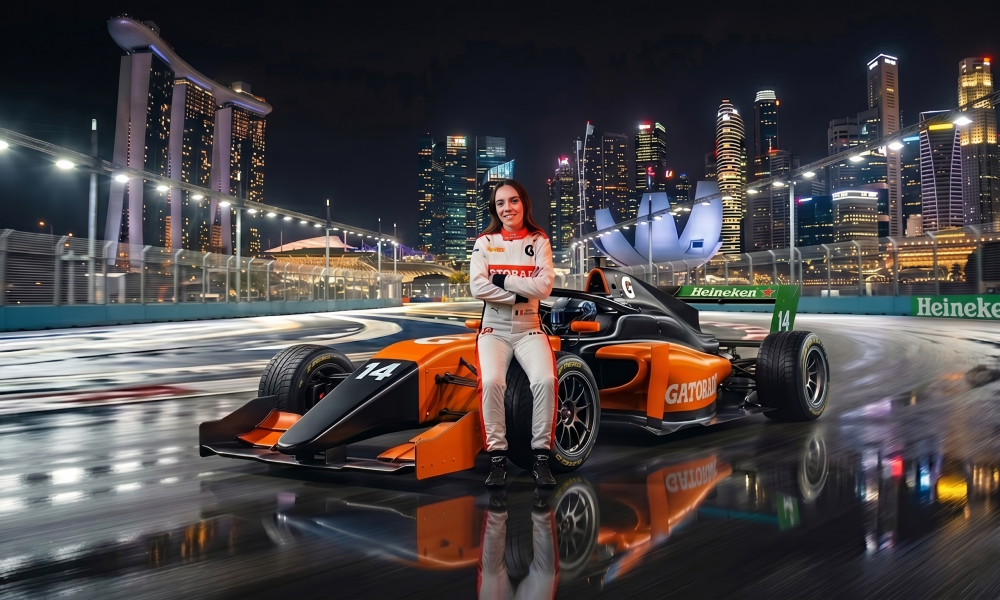 Lisa Billard ART Grand Prix F1 Academy car racing under night lights 2026