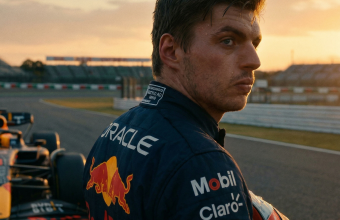 Max Verstappen retiring from Formula 1, dramatic photorealistic illustration.