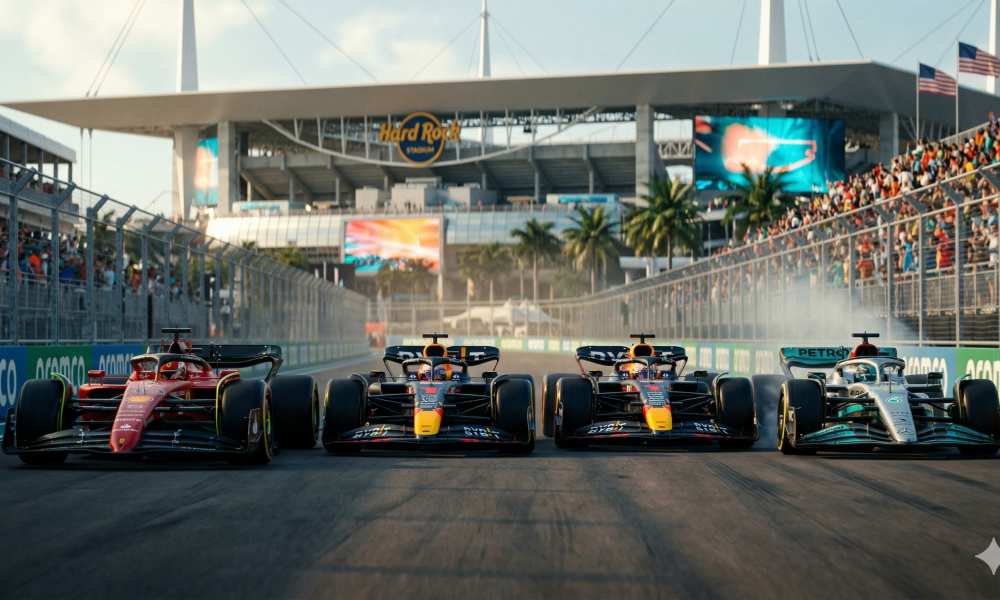 Miami Grand Prix pole position history Leclerc Perez Verstappen Antonelli F1 2022 2023 2024 2025