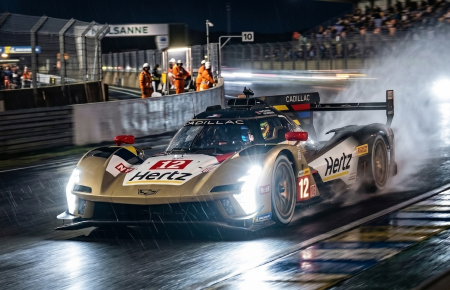 Will Stevens Cadillac Hertz Team JOTA number 12 WEC Hypercar racing at night