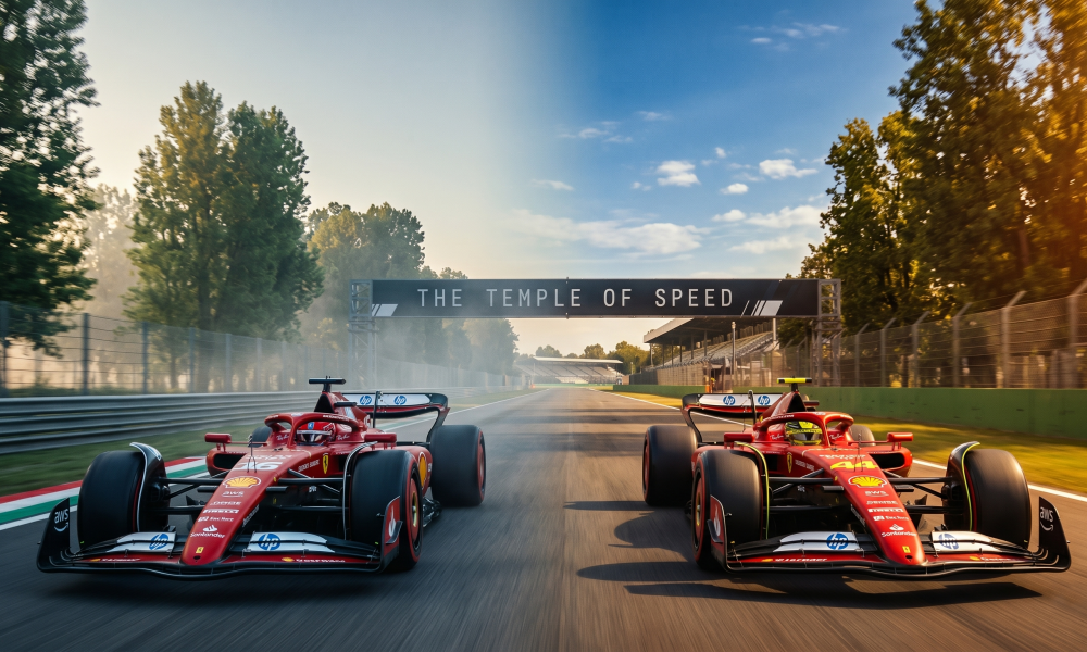 Ferrari SF-26 filming day Monza upgraded floor Macarena rear wing Hamilton Leclerc April 2026