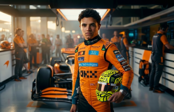 Lando Norris McLaren Formula 1 World Champion 2025 racing driver portrait pit lane
