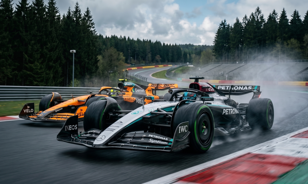 Mercedes McLaren Pirelli tyre test Nurburgring 2026 Antonelli Norris Russell Piastri F1 April break Germany