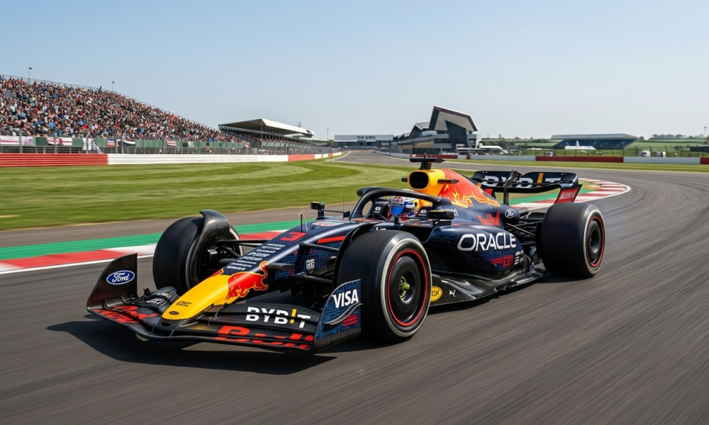 Red Bull Racing RB22 filming day Silverstone upgraded sidepods rear wing April 2026