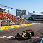 Lando Norris celebrates victory for McLaren in the 2026 F1 Miami Grand Prix Sprint Race at the Miami International Autodrome, delivering the team's first win and first 1-2 finish of the 2026 Formula 1 season